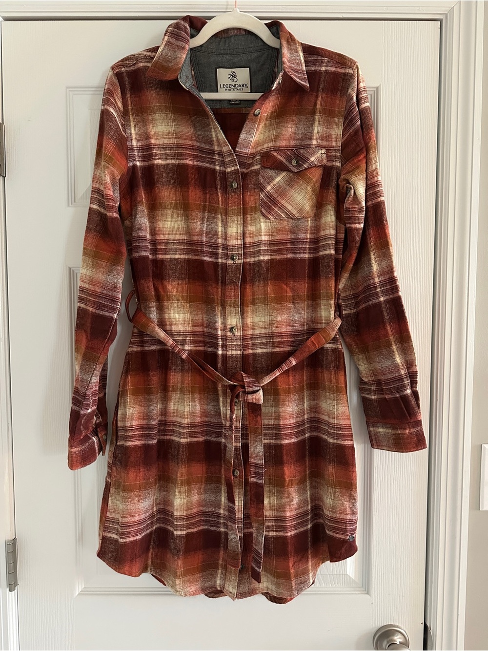 Legendary Whitetails Rust and Cream Plaid Shirt dress